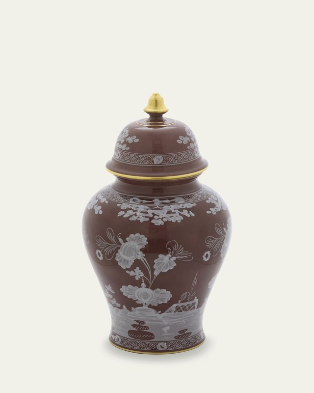 Oriente Italiano Potiche Lidded Vase, Castagna